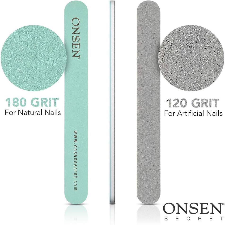 Onsen Secret Japanese Nail File, Professional 10-Pack Nail Files, Double Sided Natural & Acrylic Nail Filers, 120/180 Grit - Image 3