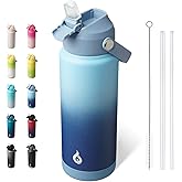BJPKPK Water Bottle with Straw Lid, 24oz Vacuum Insulated Water Bottles, Metal Stainless Steel Thermo for Sports, Travel, BPA Free Leak Proof Thermo, Cups, Flasks, Tumblers,Sky