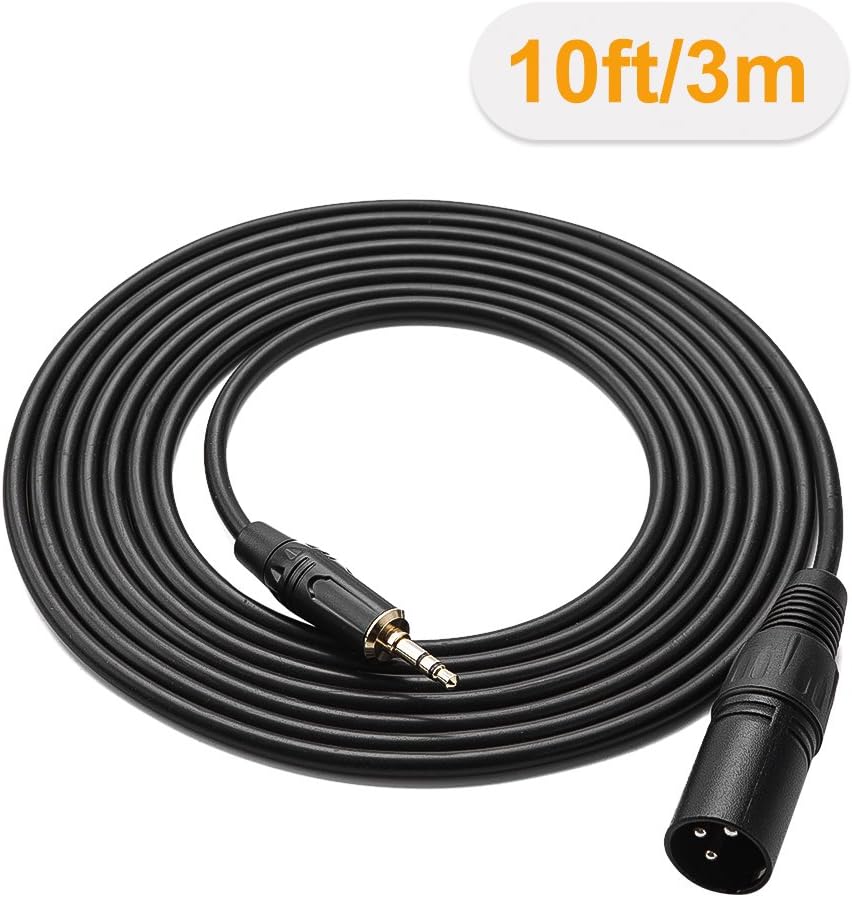 3.5mm to XLR Cable 10FT, CableCreation 3.5mm Male to XLR Male Microphone Cable, XLR to 3.5mm Cable Compatible with iPhone, iPod, Tablet, Laptop, Microphone, Amplifier, Audio Board, 3M: Musical Instruments