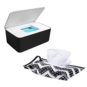 Baby Wipe Holder, Premium Baby Wipes Dispenser Include Wipes Case and Wipe Pouch, Wipe Container for Keep Baby Wipes Fresh, Travel Baby Wipes Ideal Baby Accessories for New Mother (2 pcs)