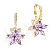 Sonateomber Small Hoop Daisy Flower Charm Earrings for Women, Trendy Dainty Rhinestone CZ Dangle Earring Prom Wedding Fashion Jewelry Gift