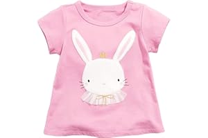 SUGARAIN Toddler Girls Bunny Shirts Ruffle Short Sleeve Baby Easter T-Shirt Cotton Cute Tank Tees Tops 1-7 Years