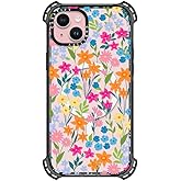 CASETiFY Bounce Case for iPhone 15 Plus [6X Military Grade Drop Tested / 21.3ft Drop Protection/Compatible with Magsafe] - Bright Spring Flowers - Clear Black