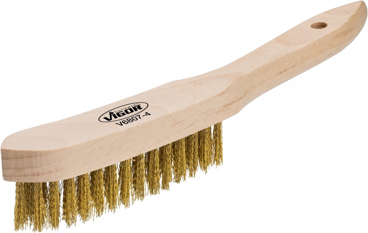 Vigor V6807-4 Brass Wire Brush, Wood-Coloured
