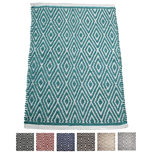 Chardin home 100 Cotton Diamond Rug Fully Reversible, Mat Size 21