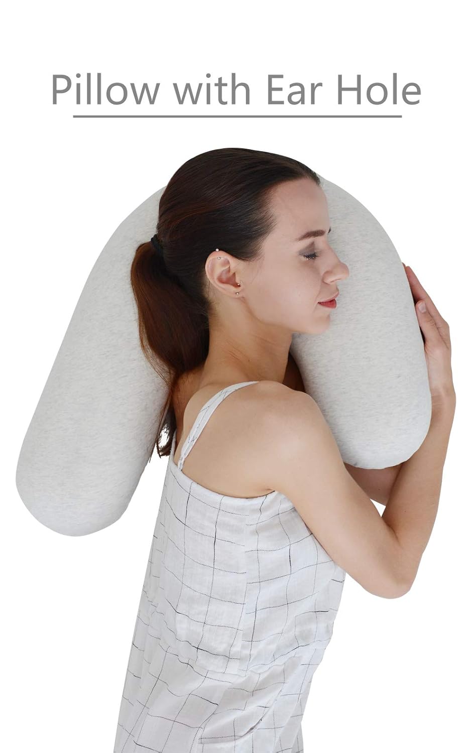 LightEase U Shape Snuggle Contour Side Sleeper Body Pillow w/Ear Hole