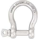 SHONAN 1/2" Large Bow Shackle, Heavy Duty D Ring Shackle, Marine Grade Stainless Steel Boat Anchor Kit Screw Shackle for Chain or Strap, 1950 Lbs Capacity, 1 Pc