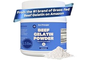 Zen Principle Grass-Fed Gelatin Powder, 1.5 lb. Custom Anti-Aging Protein for Healthy Hair, Skin, Joints & Nails. Paleo and Keto Friendly. Cooking and Baking. GMO-Free and Gluten-Free. Unflavored.