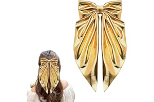 SHIQIAO SPL Gold Bow Hair Clips Accesories for Thick Thin Hair French Bow Clips for Bows Accessories for Women Long Ribbon Hair Bows Spring Snap Barrettes for Women Bowknot Clip Barrette