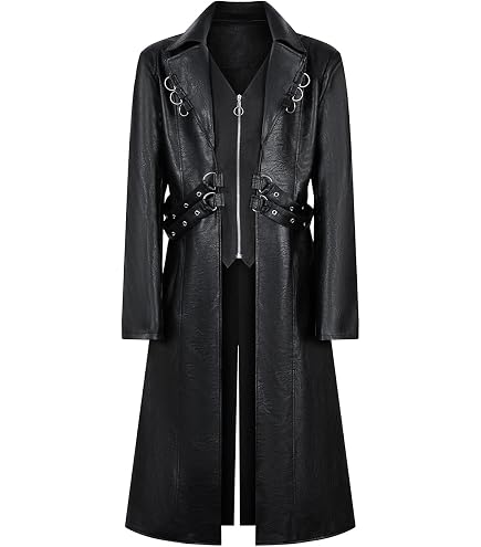Darkrock Scorpion Men's Hooded Trench Wax Coat Long Jacket Black
