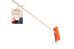 Shuttsco Snow Rake with 72" Wooden Handle - 18" Vinyl-Coated Non-Abrasive Head - Freeze-Resistant Snow Removal Tool - SNO Rak