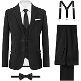 Gentle Season Boys' Formal Suits Set, with Suspenders (Standard & Husky)