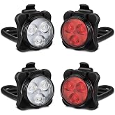 USB Rechargeable Bicycle LED Headlight and LED Tail Light Sets (4 Light Set)