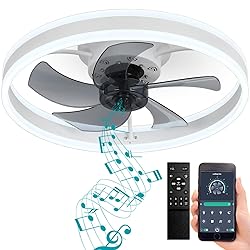DewShrimp Flush Mount Bladeless Ceiling Fan with