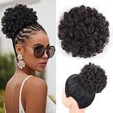 Afro Puff Drawstring Hair Bun for Black Women Curly Synthetic Hairpiece 2# | Soft Kinky Curly Synthetic Fiber Easy Drawstring Installation Natural Full Afro Puff Look Suitable for Daily Wear and Parties
