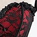 Women's Lace Through Top Floral Overbust Corset Waist, 815red, Size Medium