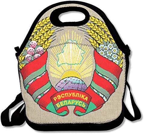Coat Of Arms Of Belarus Unisex Gourmet Insulating Lunch Tote Detachable Adjustable Shoulder Strap Reusable Picnic Lunch Bags Boxes For Men Women Adults Kids Toddler