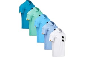 ZITY 5 Pack Mens Polo Shirt Short Sleeve Golf T-Shirt Moisture-Wicking Daily Casual Shirts for Men