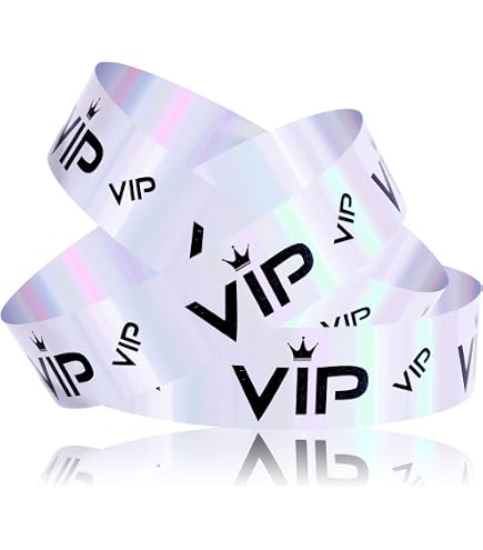 Vip Bänder KINBOM 600 Stück Für Events, 0,75 X 10 Zoll Papierarmbänder Wasserdicht VIP Event Armbänder Für Konzerte Parks Festivals (Gold, Silber, Schwarzgold Party Armbänder