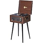 Arkrocket 3-Speed Bluetooth Record Player Retro Turntable with Built-in Speakers and Removable Legs and Rocket Moving Magnet cartridges [ Limited Edition ] (Dark Walnut)