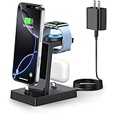 30W Fast 3 in 1 Charging Station for Apple Devices - ADADPU USB C Charger Stand for iPhone 17 16 15 Pro Max Plus & AirPods 4,Wireless Charger Dock Compatible with Apple Watch Ultra/10/9/8/7/6/5/4/3/SE