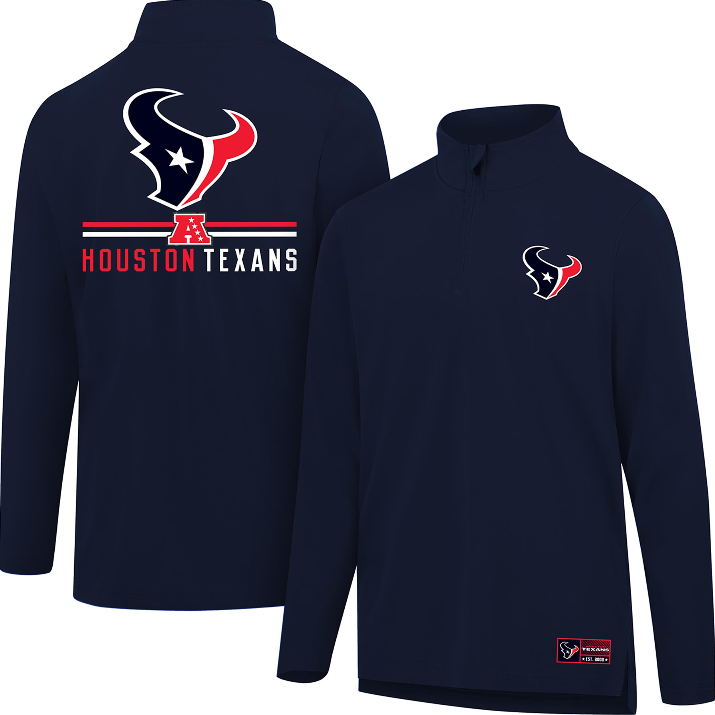 Ultra Game NFL Official Adults Super Soft Quarter Zip Long Sleeve T-Shirt - Unisex, Houston Texans, Team Color, Large Image