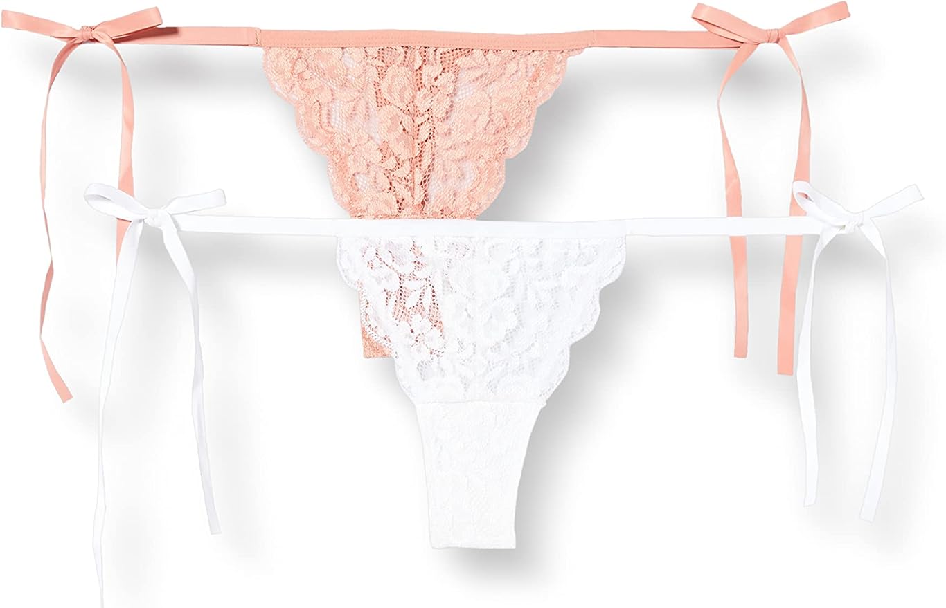 Iris & Lilly Amazon Brand Women's Lace Thong, Pack of 2