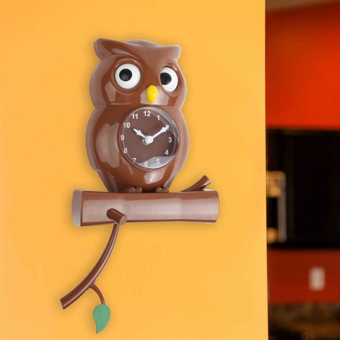 Lily's Home Pendulum Owl Clock with Revolving Eyes and Swinging Branch
