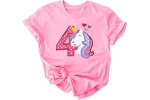 METEORITO Birthday Girl Shirt 3-5 Years Old Unicorn Mermaid Embroidery Toddler Girls Gift Cotton T-Shirts Tee for 3rd 4th 5th Birthday