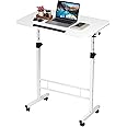 Small Standing Desk Adjustable Height,Rolling Computer Desk,Mobile Standing Desk with Wheels,Portable Stand Up Desk,Tall Computer Table,Adjustable Desktop Sit Stand Desk,Size 31.5x15.7 Inch White