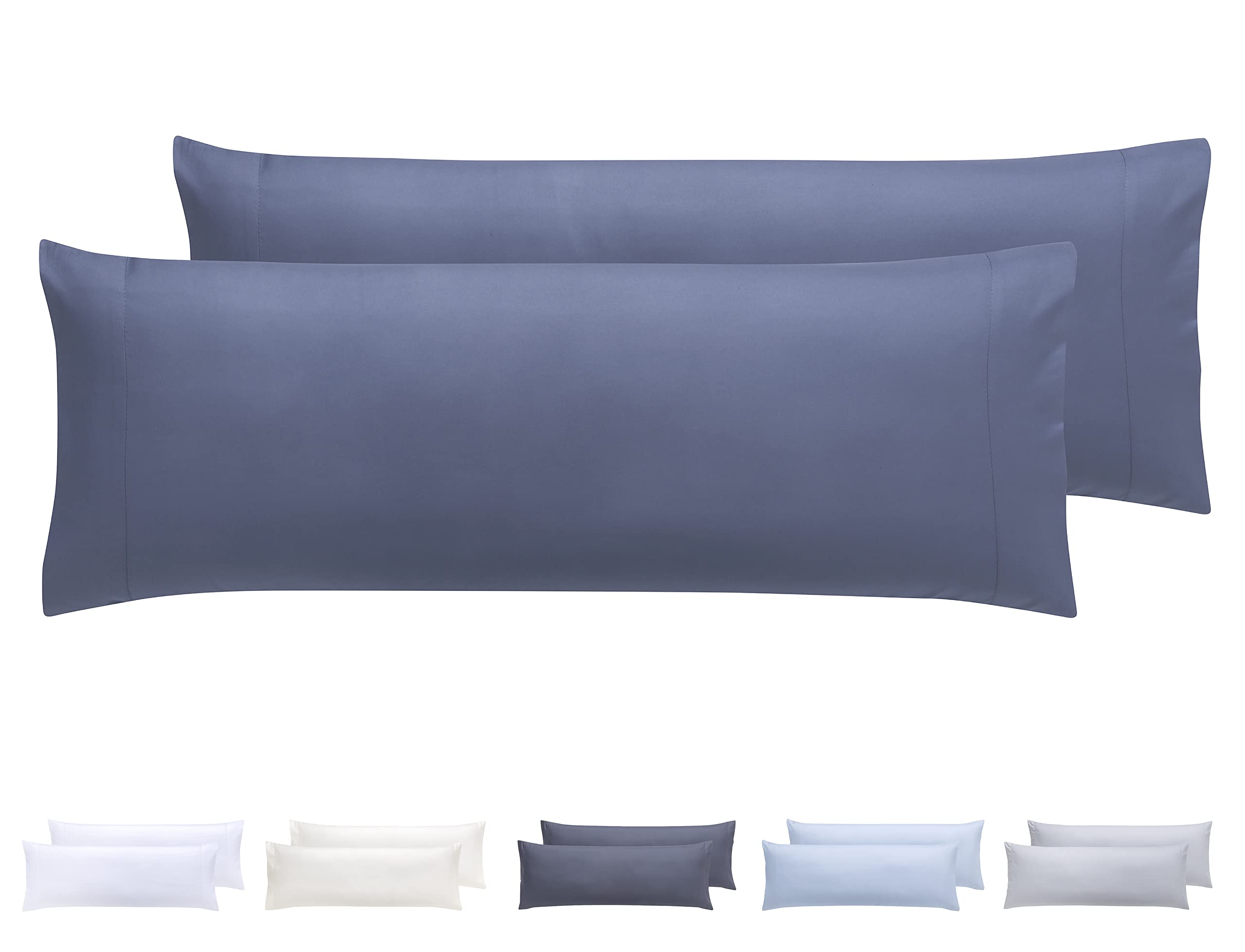 Todocama 2 Pillow Cases Extra Soft Microfiber Hypoallergenic Set of 2 Pillow Cases 105x40 cm Grey Blue