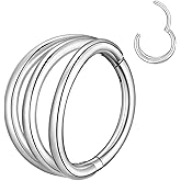 MissNity 20G 18G 16G Double Triple Hoops Nose Ring, Stacked Clicker Hoops for Septum Daith Conch Helix Rook Cartilage Earring, 316L Surgical Steel Ear Lobe Earrings Piercing Jewelry