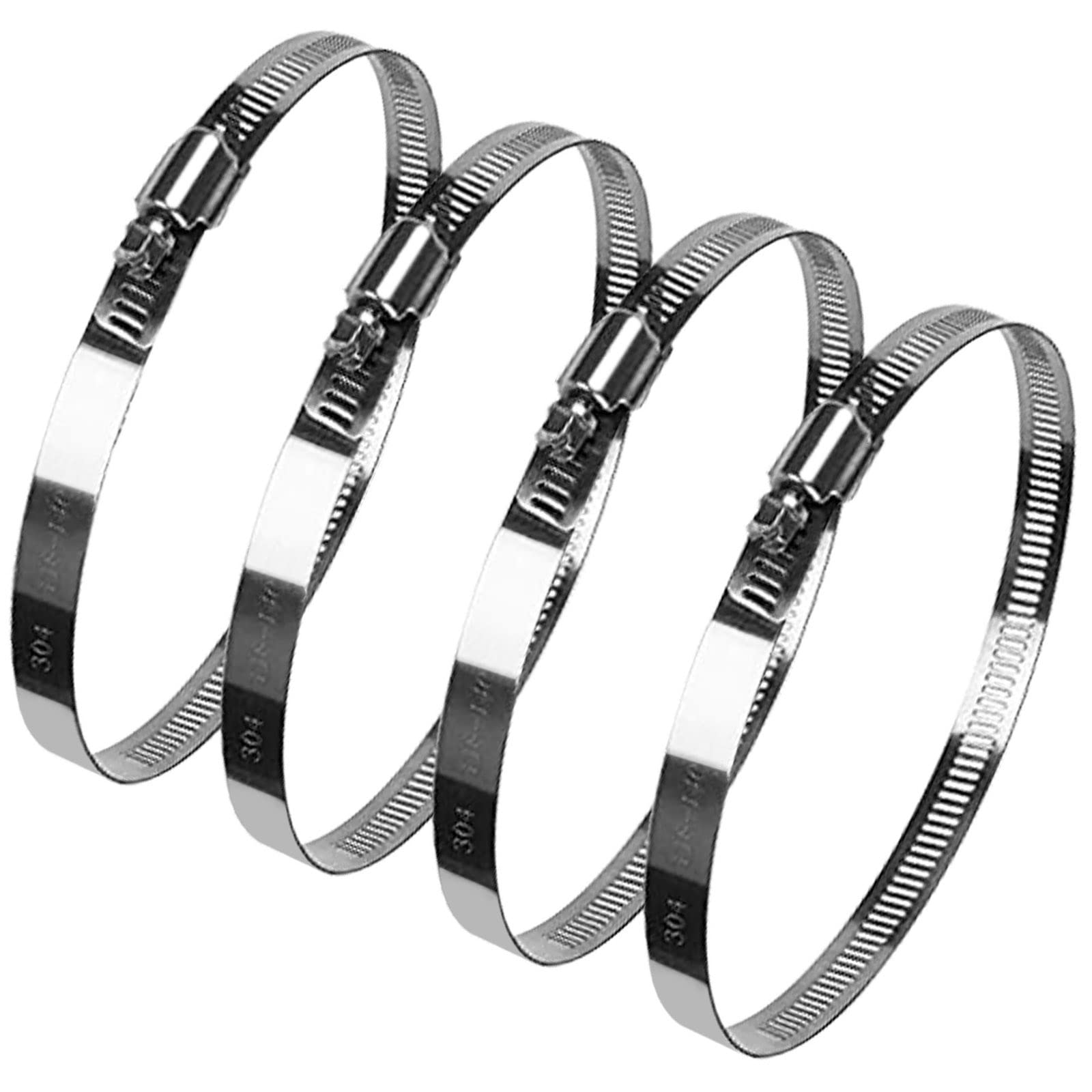 Nutmanel 4 Pack Jubilee Clips Hose Clamp Large Size Hose Clips 118-140 mm Jubilee Clips Hose Clips Adjustable Ducting Clamps for Securing Hoses and Pipes Tube