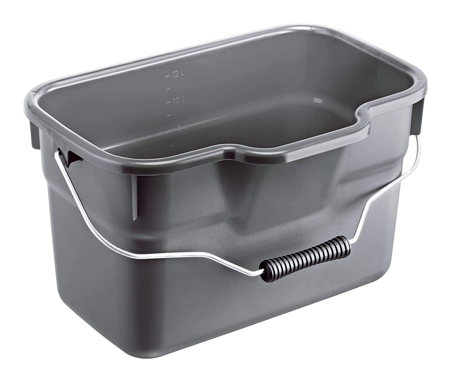 Rotho, Basic, Bucket 12 l square with handle, Plastic (PP) BPA-free, anthracite, 12l (38,0 x 26,0 x 23,0 cm)