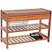 UNICOO - Bamboo Shoe Bench Rack with Cushion Upholstered Padded Seat Storage Shelf Bench, 2-Tier Shoe Rack Entryway Shoe Storage Organizer - (Nature - 70)