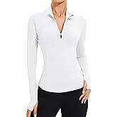 AKEWEI Womens Long Sleeve Workout Tops Quarter Zip Pullover Quick Dry Crop Athletic Slim Fit Yoga Shirts