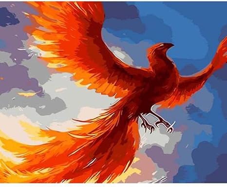 Amazon 大人と子供のための数字でペイント 赤い飛んでいる鳥 Diyの油絵ブラシでキャンバスを描く数字で描く装飾装飾祭ギフト 16xインチフレーム付き 壁紙