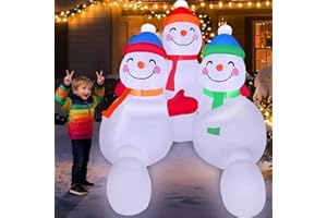 GIGLIM 6FT Christmas Inflatable Snowman Family 6FT 3 Snowmen Brothers Hugging Inflatable Christmas Outdoor Decoration Xmas Snowman Blow Up Decor with Built-in 5 LEDs for Yard Garden Lawn(with Storage Bag)
