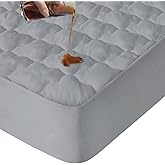 Twin Mattress Protector Pad Waterproof Quilted, Breathable & Cooling Twin Size Mattress Cover Fitted for Kids with Deep Pocket Up to 14" for Single Bed, (Gray)