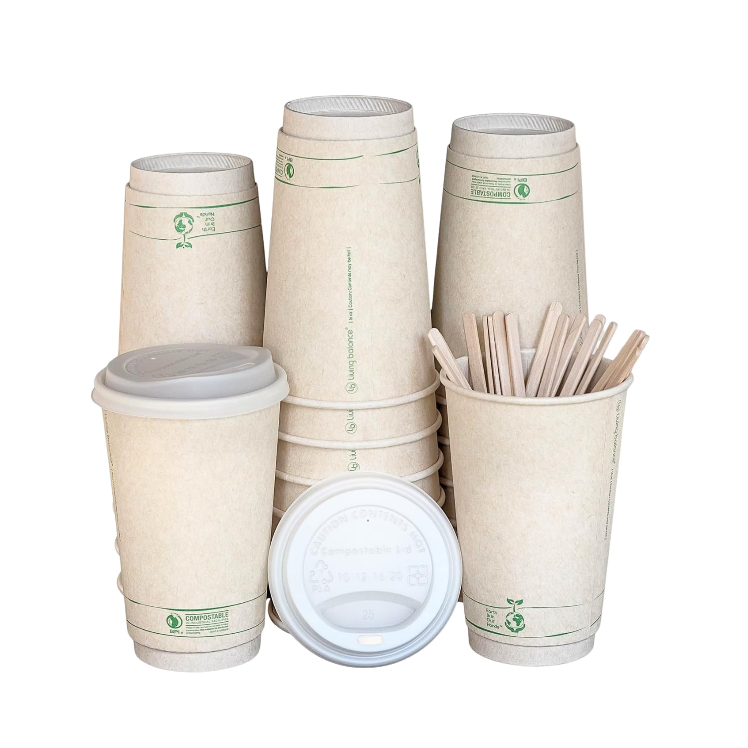 Living Balance Certified Compostable Coffee Cups