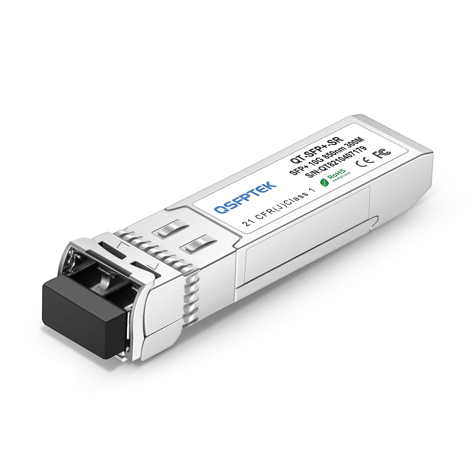QSFPTEK 10G-SR SFP+ 850nm 300M Module, 10GBASE-SR Multimode LC SFP+ Transceiver for Arista SFP-10G-SR, Netgear, D-Link, TP-LINK, Qnap Nas, Mikrotik (850nm, 300M, DDM)