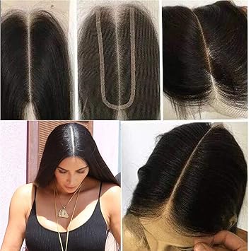 Amanda Hair 8inch Natural Black Kim K Closure 2x6inch Straight