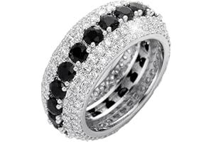 TOPGRILLZ 10MM Diamond Rings For Men 14K Gold Plated 5A+ Cubic Zirconia Iced Out Anniversary Bling Silver Band Pinky Mens Rings Fashion