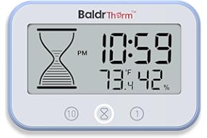 Baldrtherm Digital Timer, Works as a Countdown Timer, Real-time Clock, Hygrometer Thermometer. IP67 Waterproof Safe for Kitchen Bathroom Use. (Blue)
