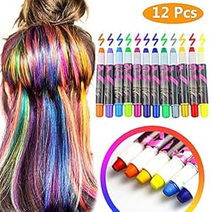 Download Amazon.com: Hair Chalk, Temporary Hair Color, Hair Chalk for Kids, 12 Colorful Hair Chalk Pens ...