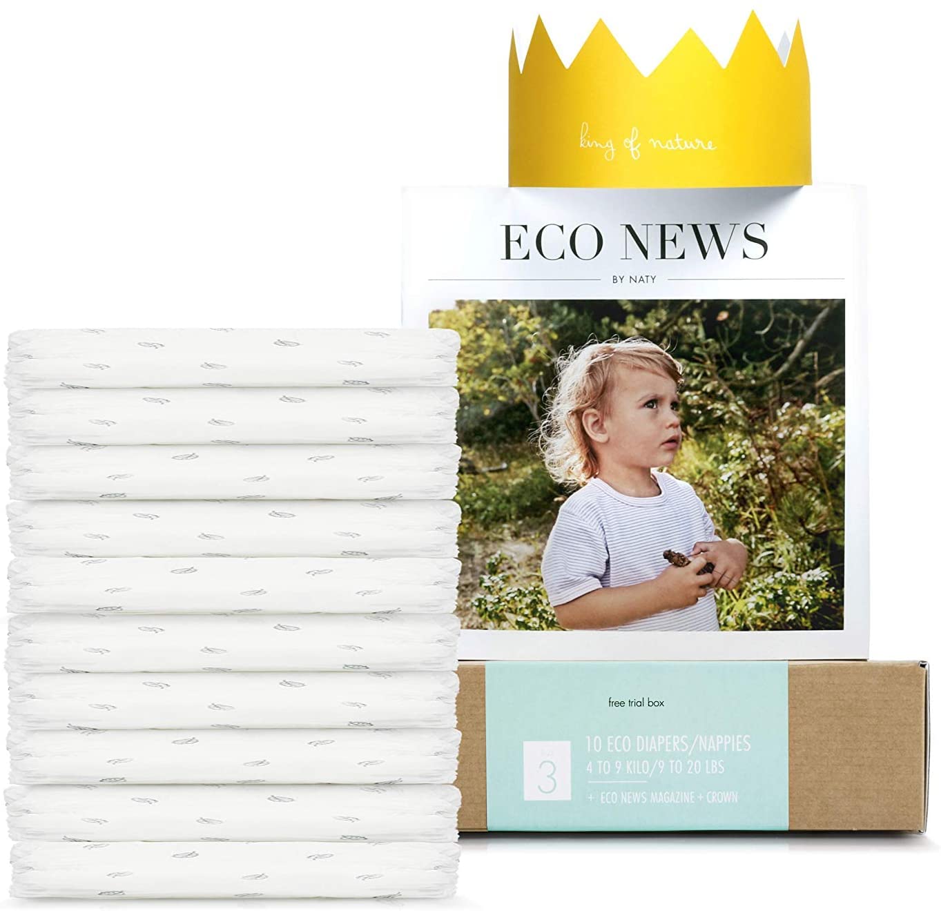 Naty Baby Nappies, Size 3, 10 Ct, Plant-Based with 0% Oil Plastic on Skin, Trial Box