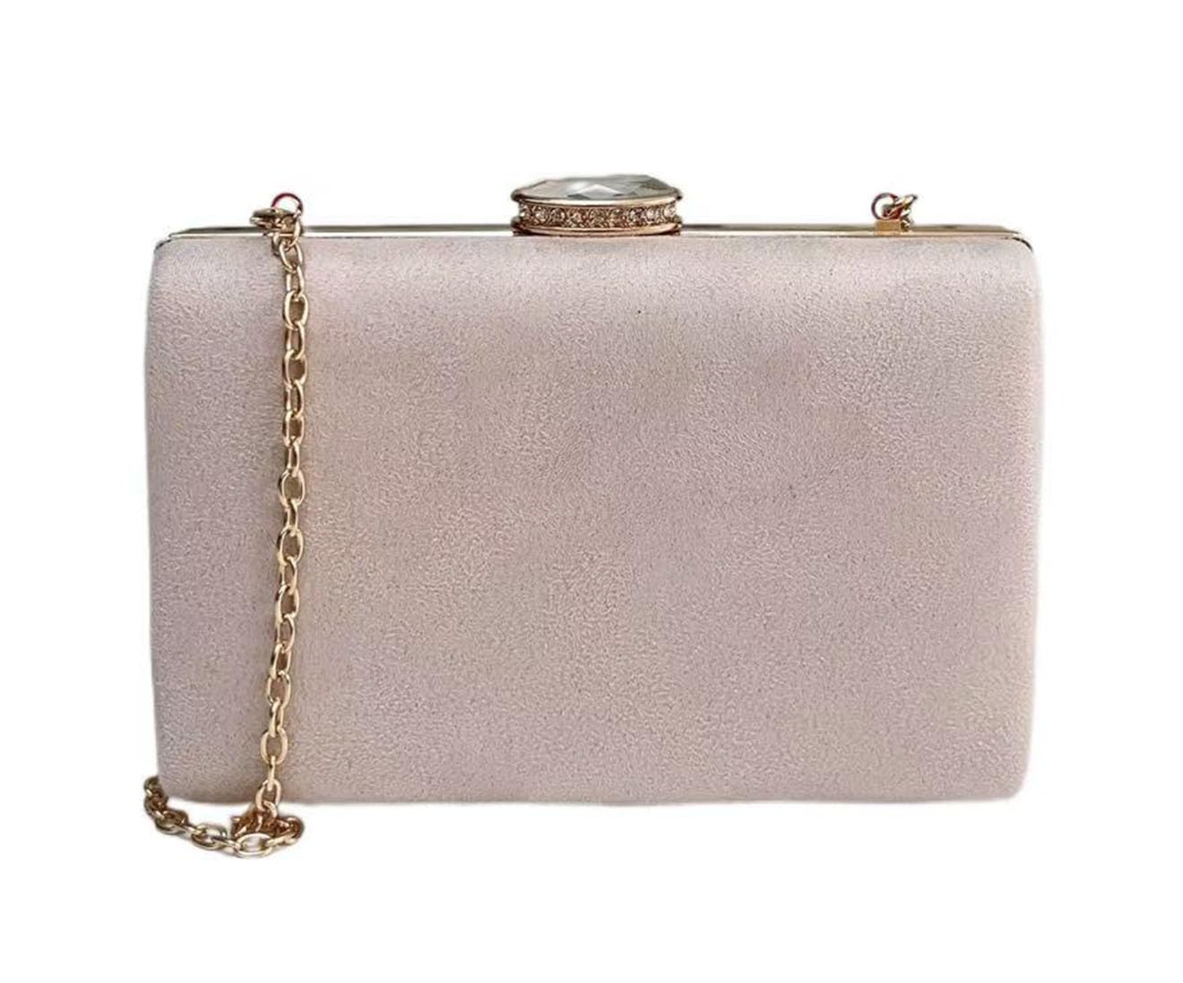 LeahWard Women's Clutch Bag Suede Wedding Evening Party Handbags 672 (Nude)