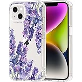 MOSNOVO for iPhone 13/14 Case | Military Grade 6.6ft Drop Tested | Clear with Lavender Design
