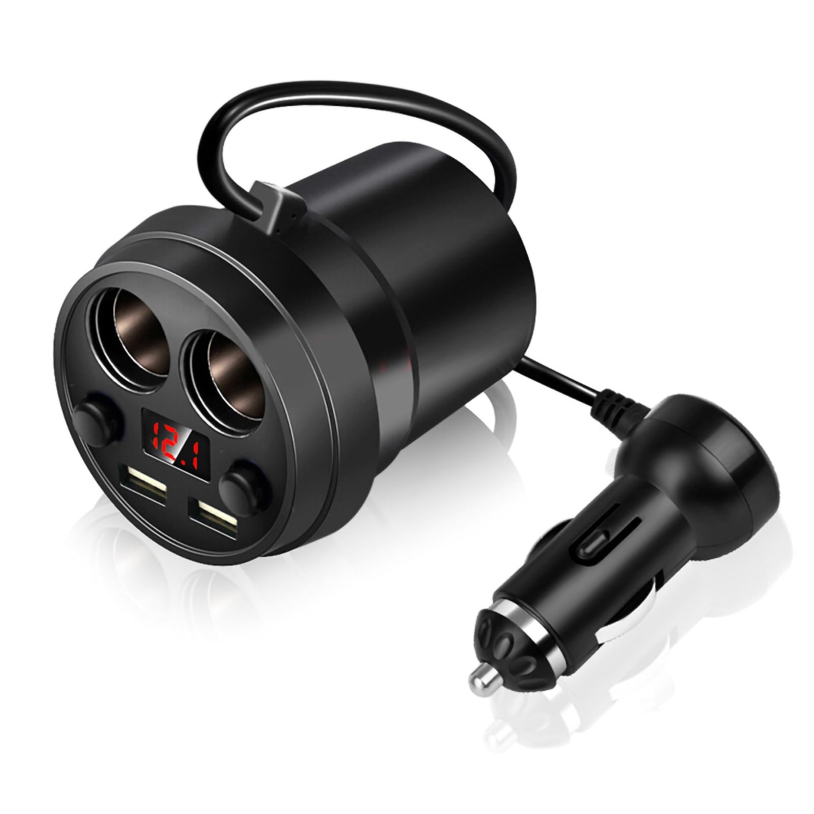 Cup Holder Car Charger with Dual USB, Real Time Voltage Monitoring 3.1A Fast Charging Cigarette Lighter for Phone Tablet PC