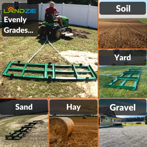 LANDZIE Drag Harrow Driveway Grader Landscape Power Rake for ATV, UTV